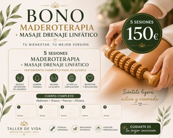 Maderoterapia y Masaje de Drenaje Linfático - Bono 5 sesiones